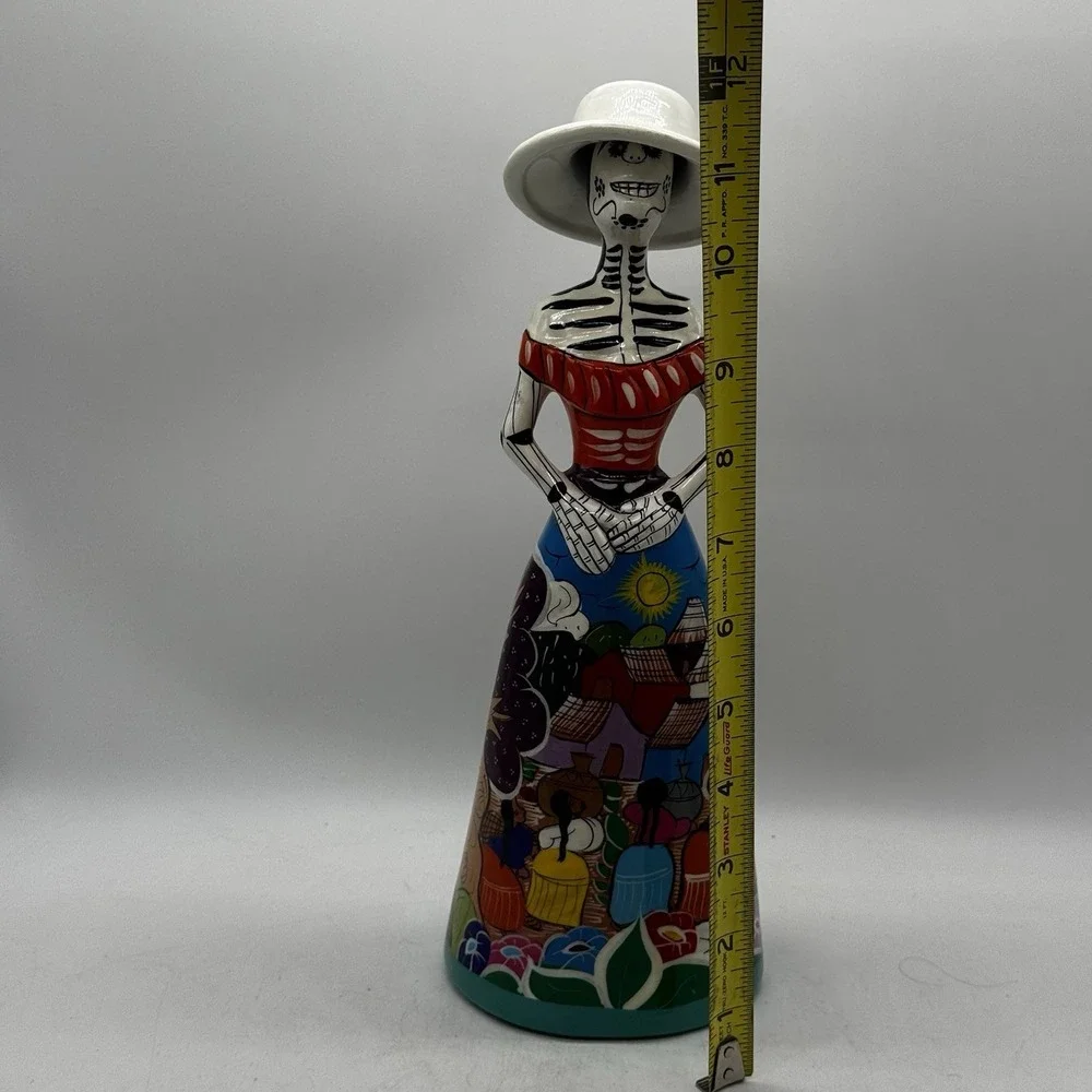 Day of the Dead Catrina Figure Clay Handmade Hand Painted Mexican Folk Art 12